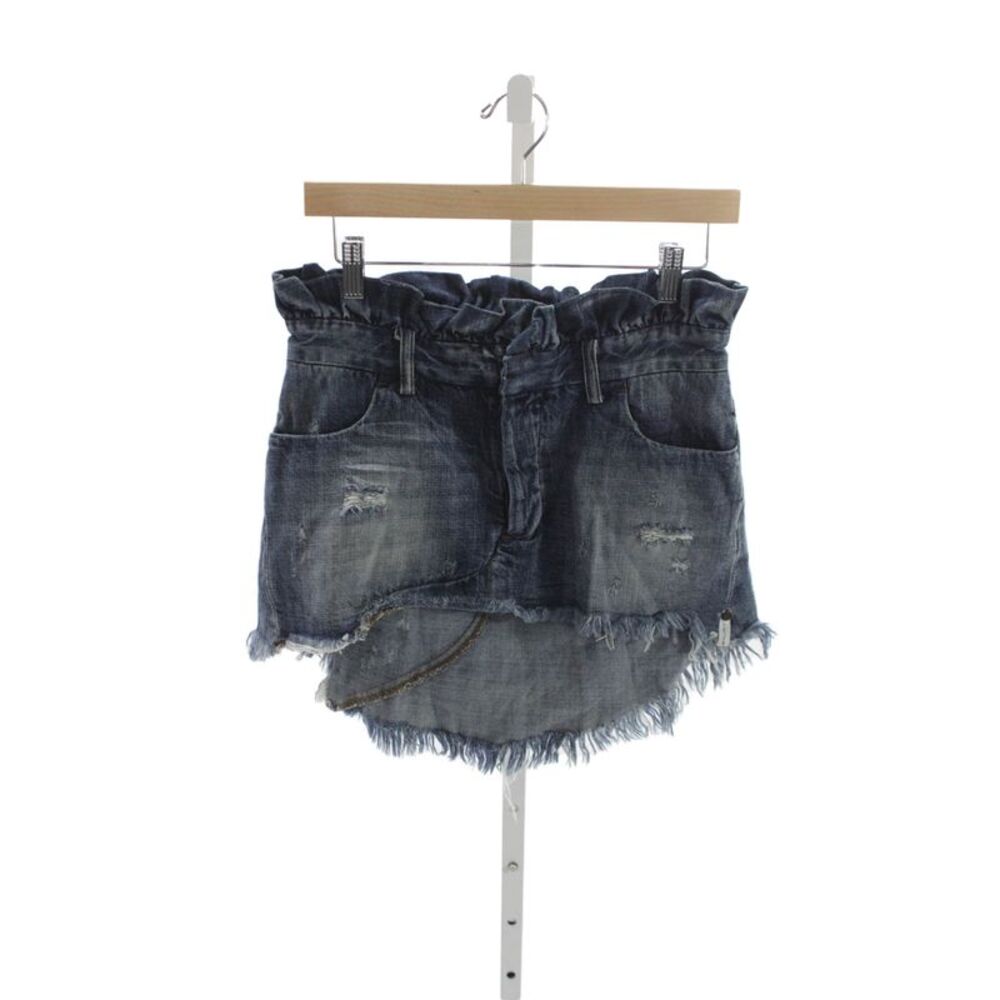 One by One Teaspoon Women Mini Skirt Distressed Blue Cotton Button Size 23